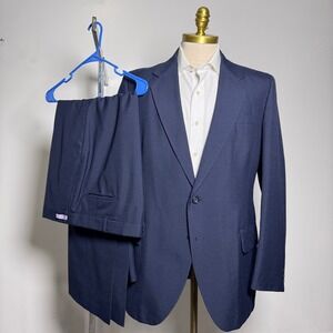 Kuppenheimer Mens Navy Blue Wool Blend Two Piece Suit 40L‎ 36W